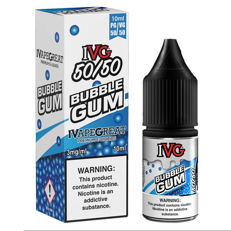 IVG 50:50: Bubblegum E-Liquid - 10ml ( Dated 31.03...