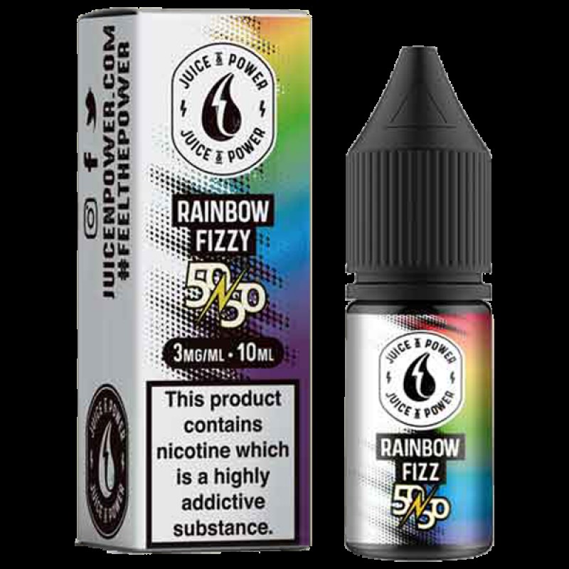 Juice N' Power 50:50 Rainbow Fizzy 10ml E-Liqu...