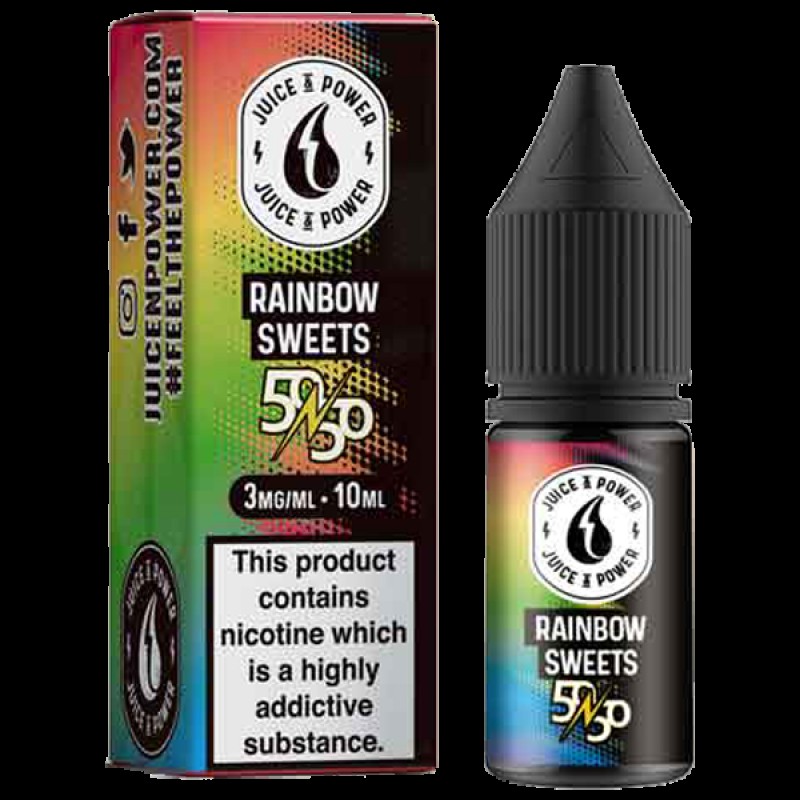 Juice N' Power 50:50 Rainbow Sweet 10ml E-Liqu...